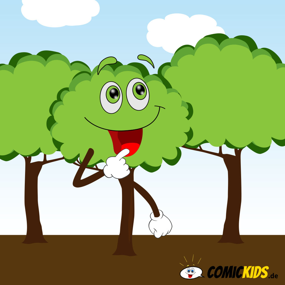 Ein Baum als Comicfigur.