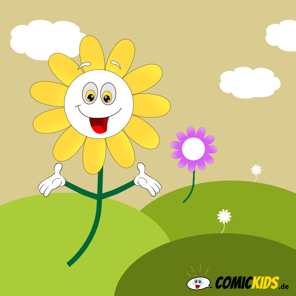 Eine Blume als Comicfigur