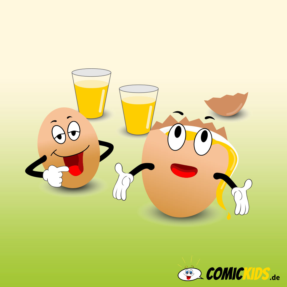 Zwei Eier als Comicfigur