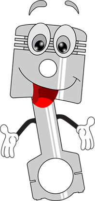 Ein Kolben als Comicfigur