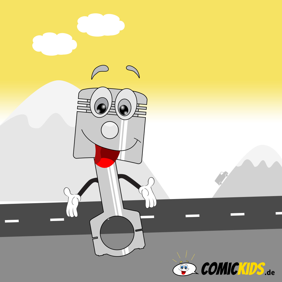 Kolben als Comicfigur