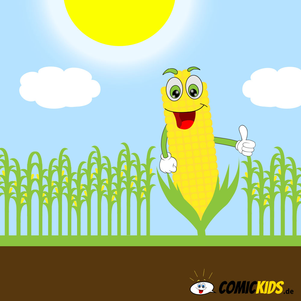 Maiskolben als Comicfigur