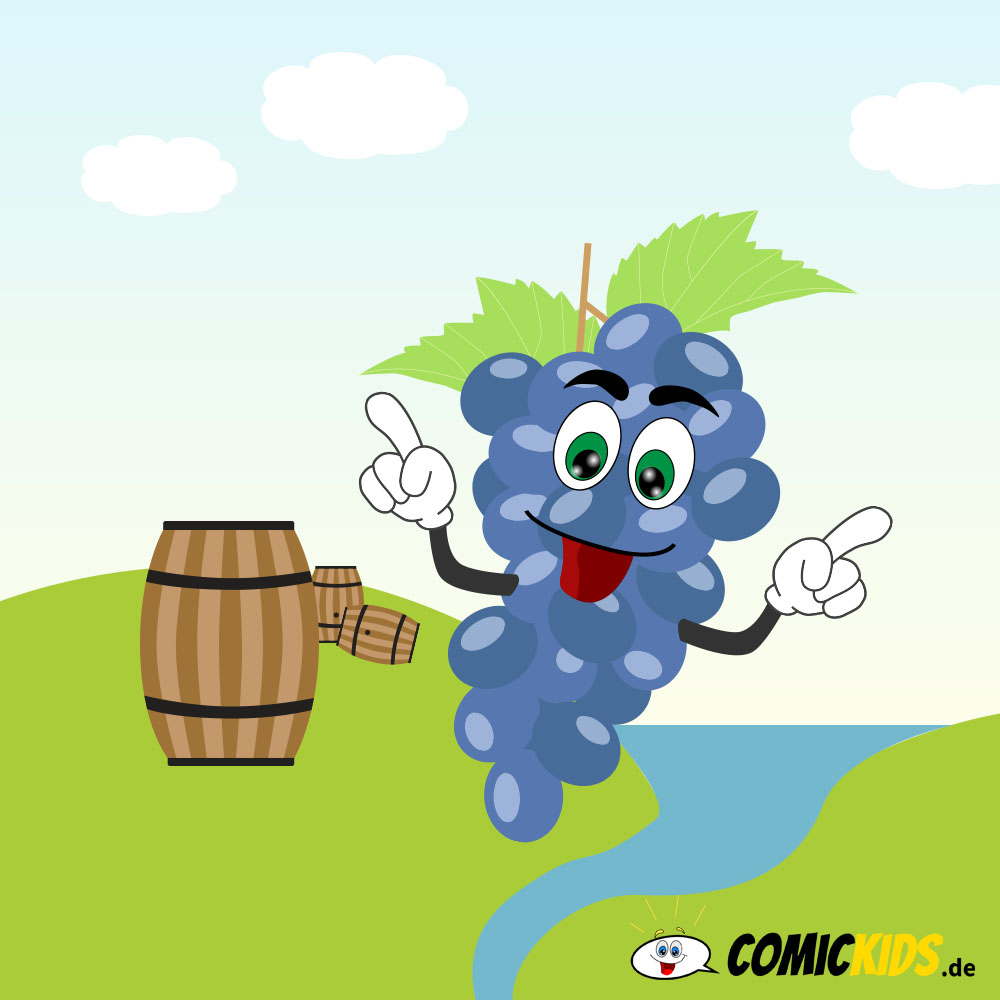 Trauben als Comicfigur