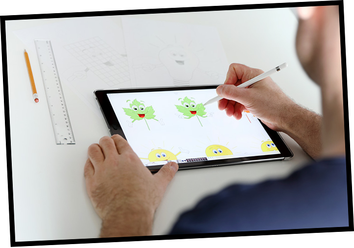 Ein Mann zeichnet die ComicKids