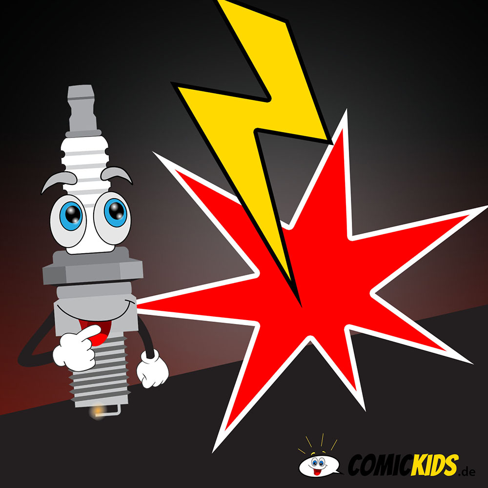 Zündkerze als Comicfigur